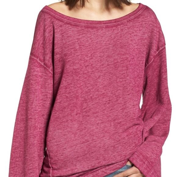 Treasure & Bond Fuchsia Pink Bell Sleeve Lightweight Sweatshirt Women's Medium - Picture 1 of 6